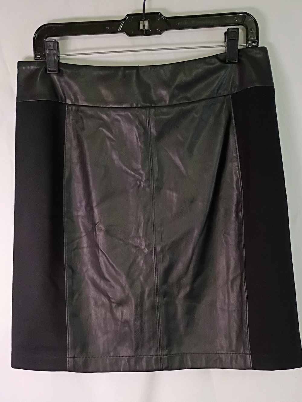 Cabi Black Faux Leather Panel Pencil Skirt